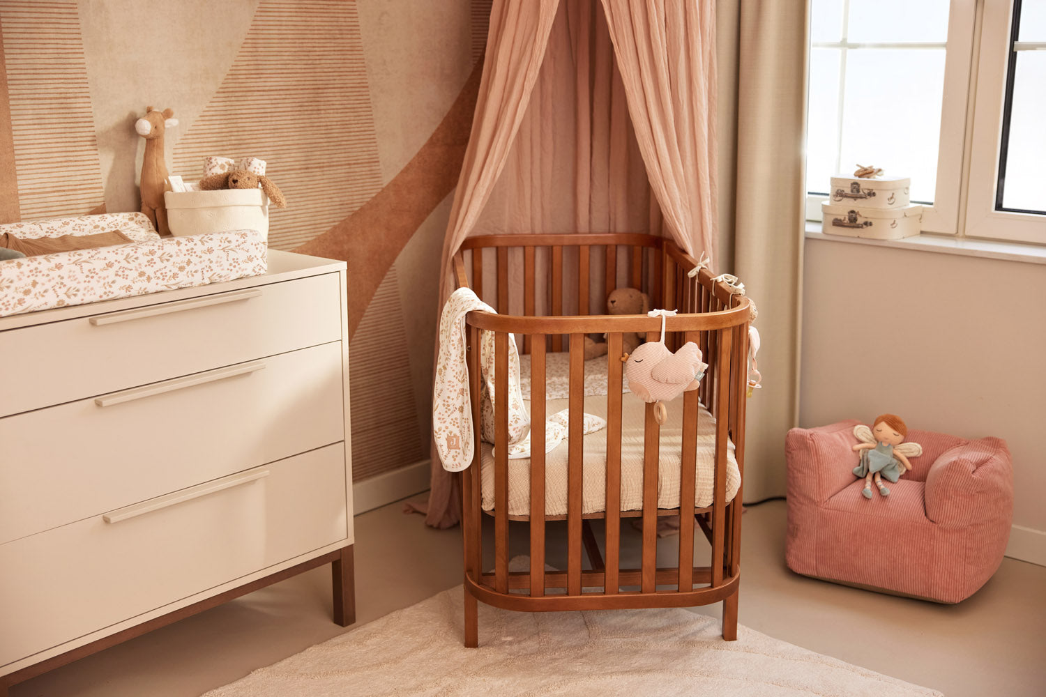 Drap-Housse Jersey Berceau - Imprimé Bloomy Fleuri - 100% Coton Oeko-Tex - Taille 40/50 X 80/90 Cm
